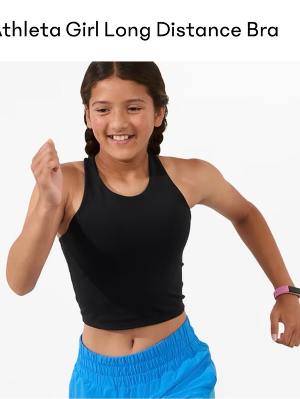 Athleta Girl Black Long Distance Bra Top